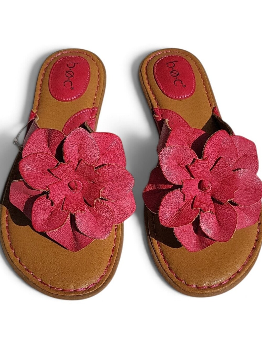 b.o.c. BOC Born Concept Pink Flower Floral Thong Hot Pink Size 7 Comfort Sandal